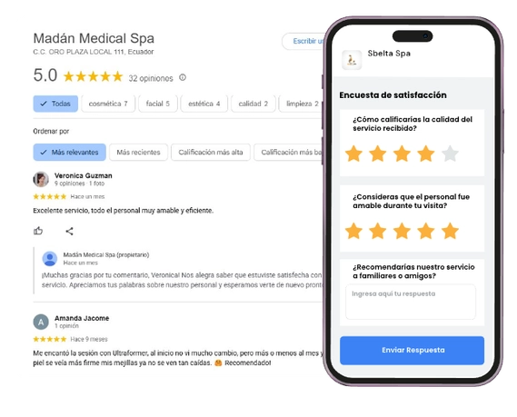 Sistema de reseñas integrado con Google Maps