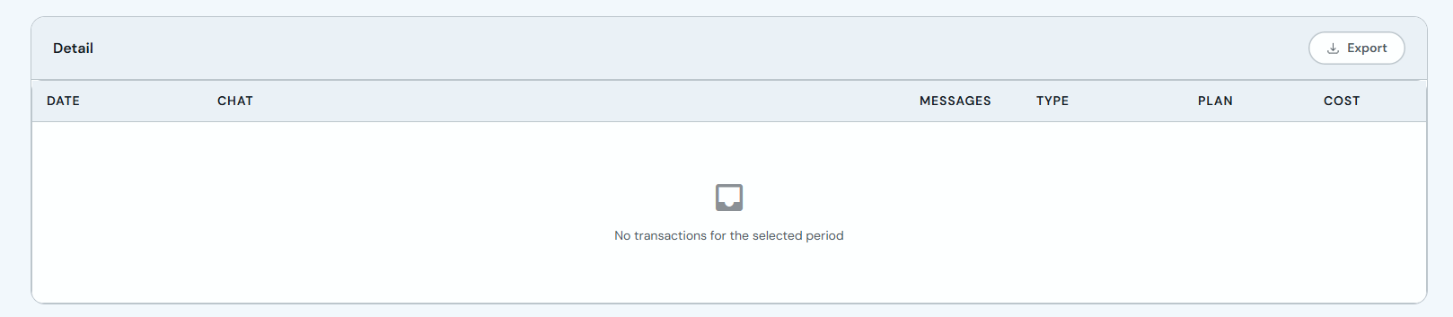 Detail table with AI Agent conversation columns