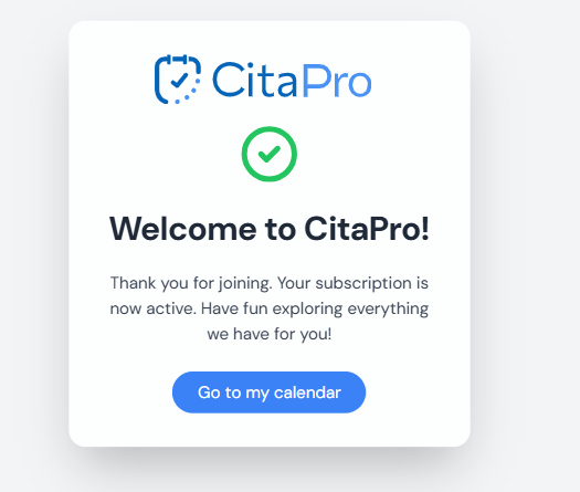 Active subscription confirmation in CitaPro