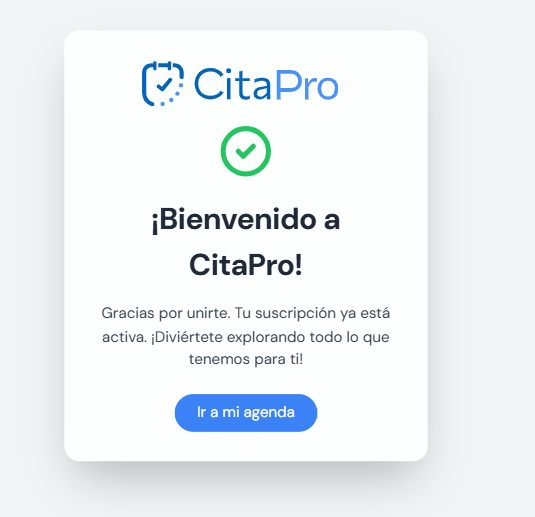 Confirmación de suscripción activa en CitaPro