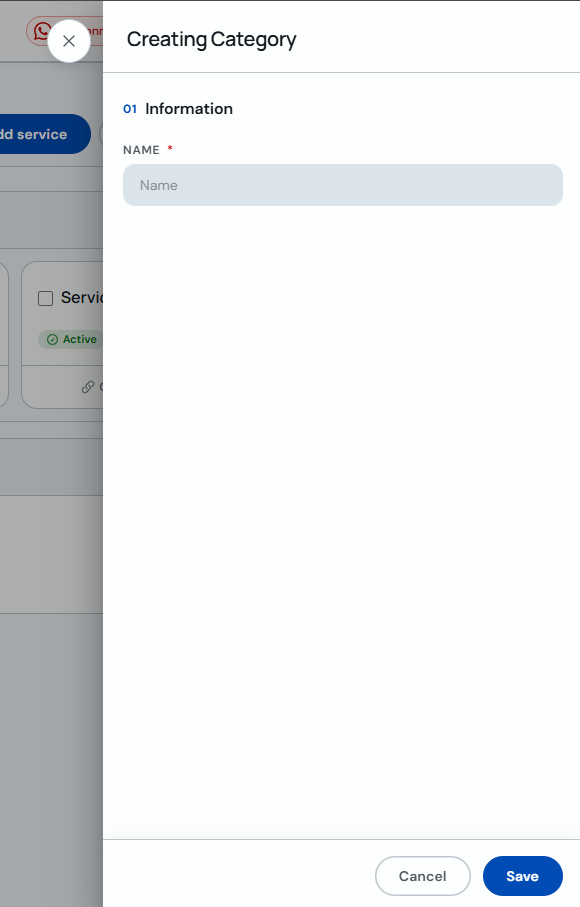 Form to create a new service category