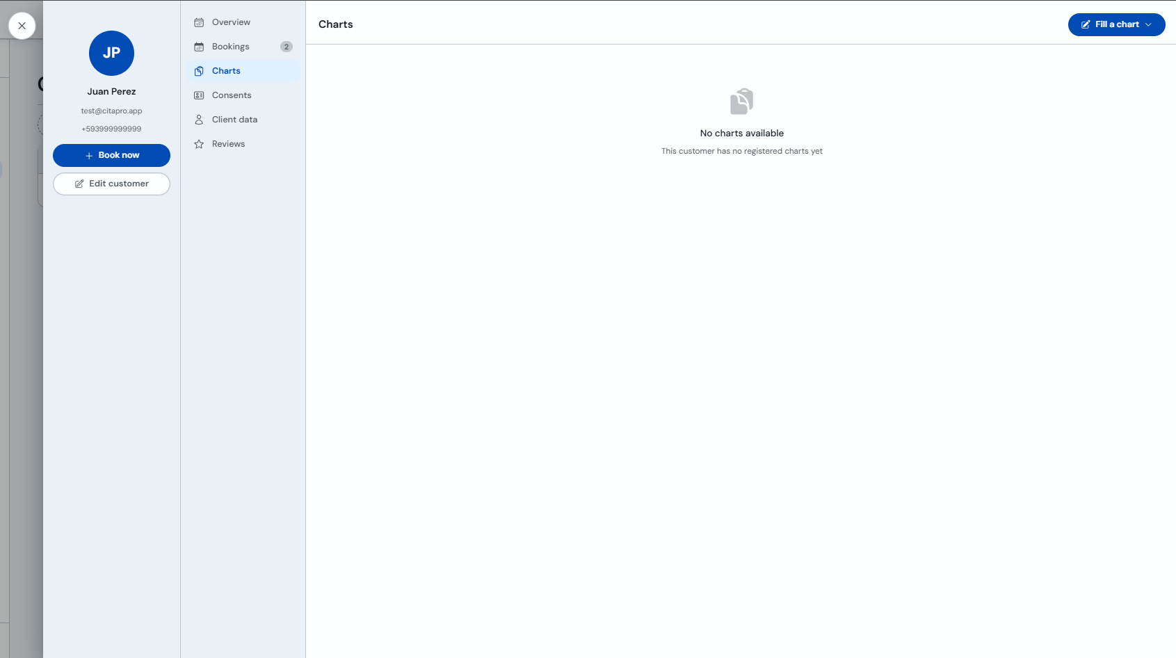 Client Forms tab with the Fill out a form button