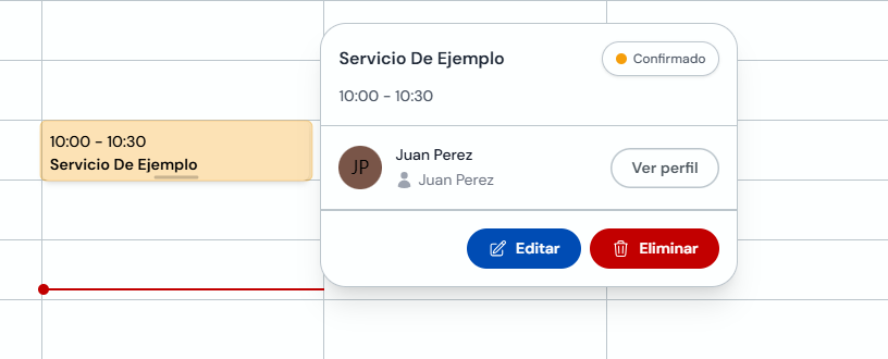 Detalle de una cita en la agenda con el botón Editar
