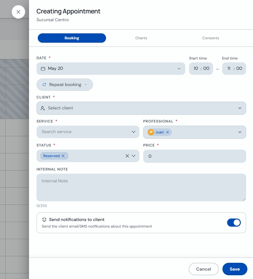 Creating Appointment form with the Client field