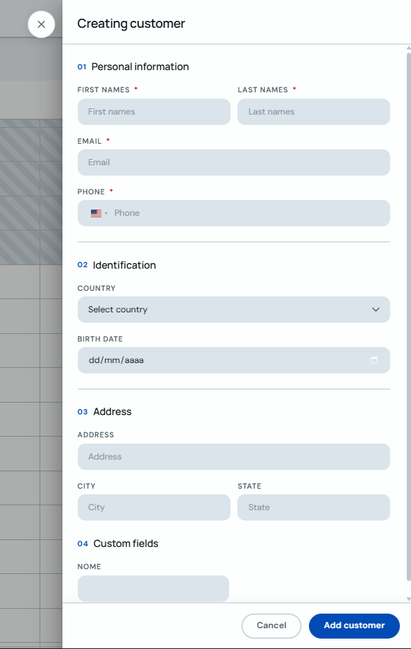Creating client form with Add client button