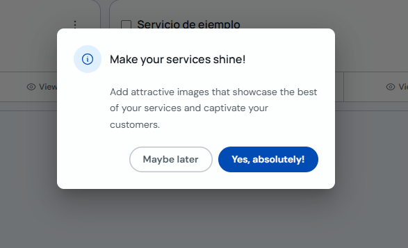Alert after saving the service to add images