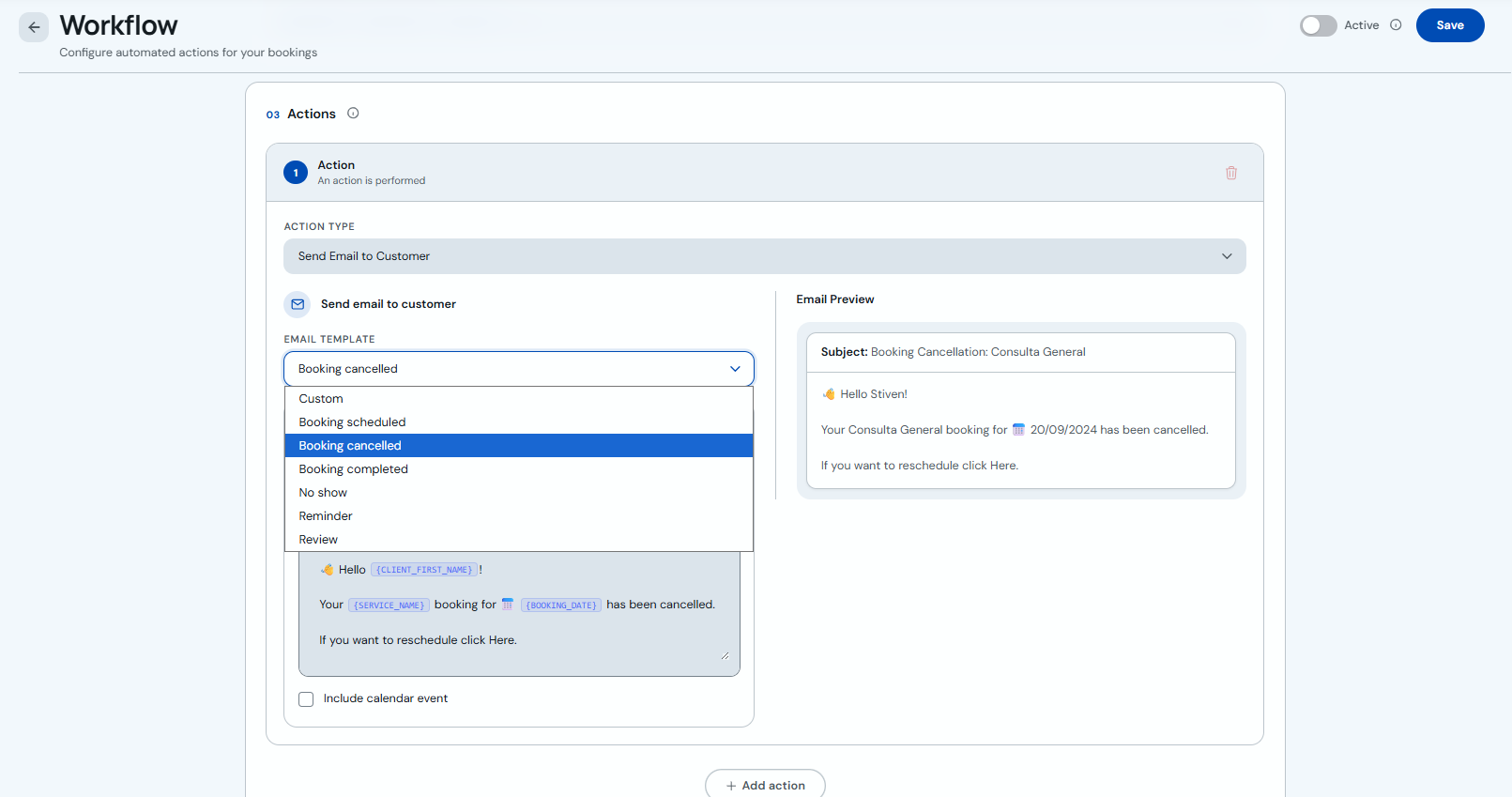 Email templates for workflows
