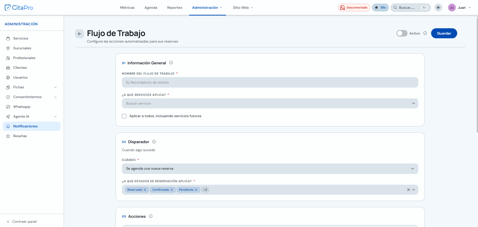 Configuración de información general y disparador del flujo