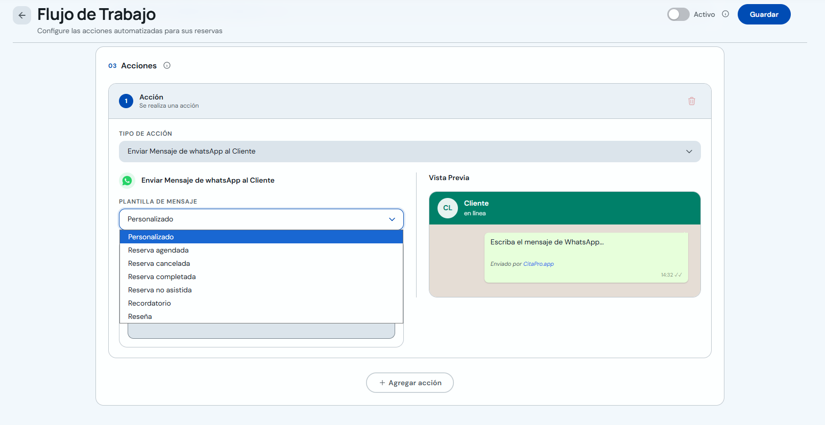 Plantillas de mensaje de WhatsApp disponibles