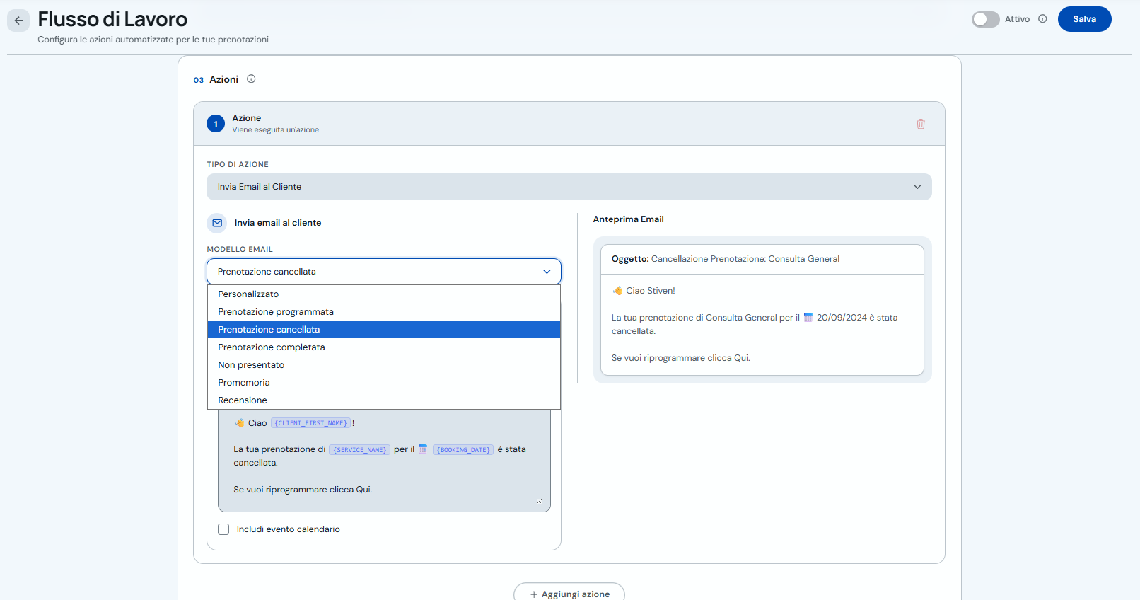 Modelli email per flussi di lavoro