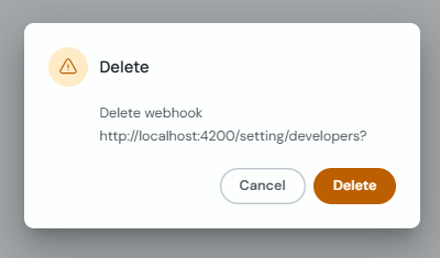 Confirmation modal to delete a webhook