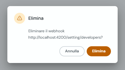 Modale di conferma per eliminare un webhook
