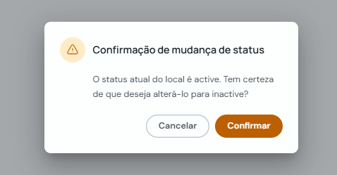 Modal de confirmação para alterar uma filial para inativa