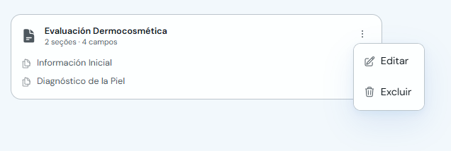 Menu de uma ficha com a opção Editar