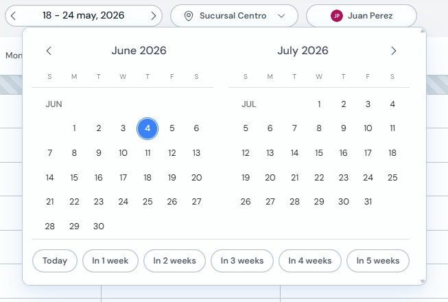 Date picker with calendar and quick links
