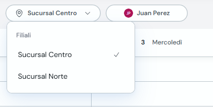 Menu sedi nell'agenda