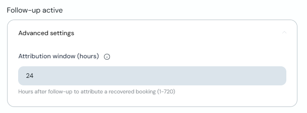 Attribution window in follow-up advanced settings
