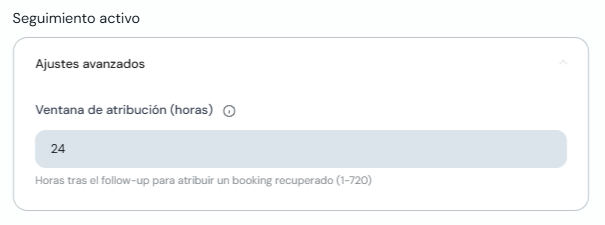Ventana de atribución en ajustes avanzados del seguimiento