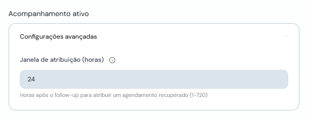 Janela de atribuição nos ajustes avançados do acompanhamento