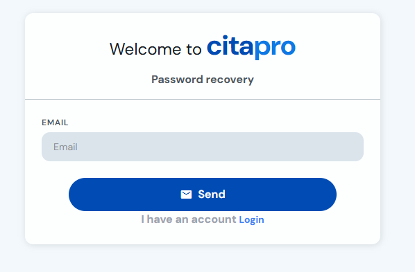 Password reset form with email field