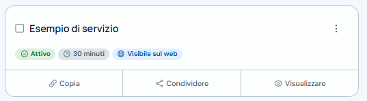 Casella di selezione sulla scheda di un servizio