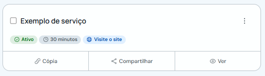 Caixa de seleção no card de um serviço