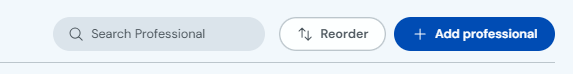 Reorder button in the Professionals section