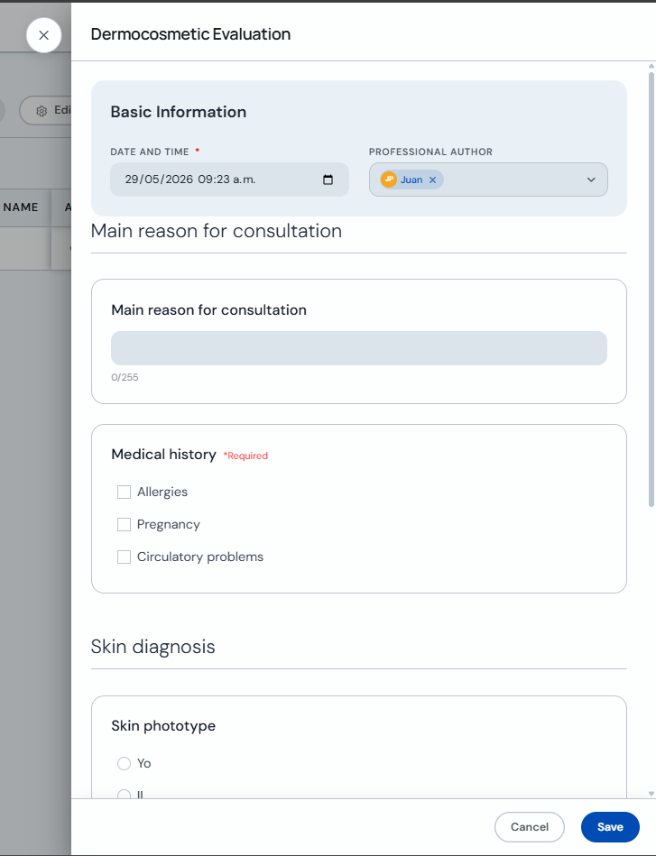 Form to fill out a client form