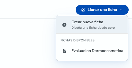 Menú Llenar una ficha con fichas disponibles