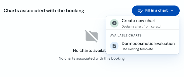 Fill out a form menu on the booking with available templates