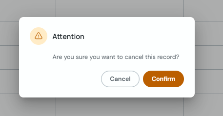 Confirmation modal to delete a time block