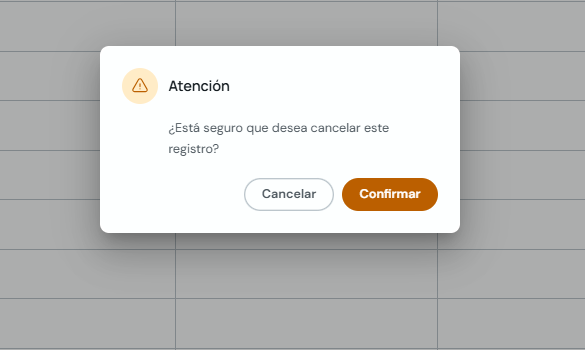 Modal de confirmación para eliminar un bloqueo