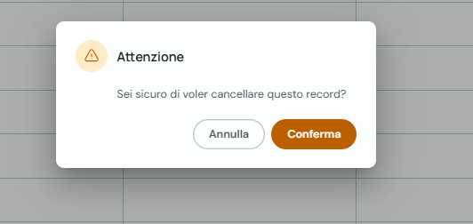 Modale di conferma per eliminare un blocco