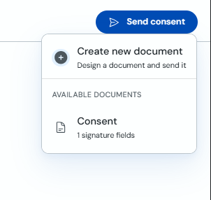 Send consent menu with available documents