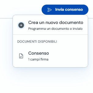 Menu Invia consenso con documenti disponibili