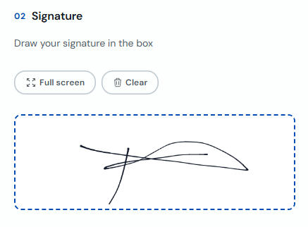 Box to draw the digital signature