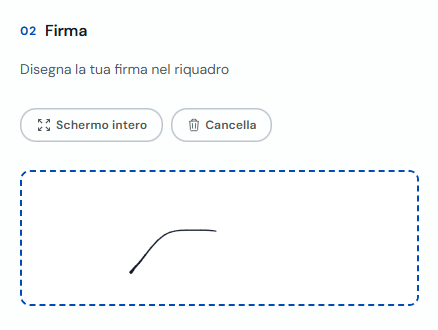 Riquadro per disegnare la firma digitale