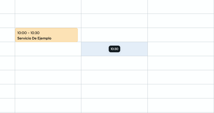Calendar with a selected time slot to create a block