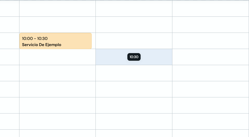 Calendario con uno slot orario selezionato per creare un blocco