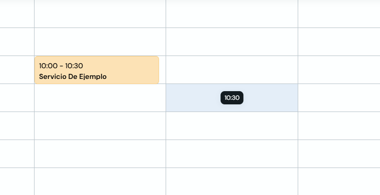 Calendário com um horário selecionado para criar um bloqueio