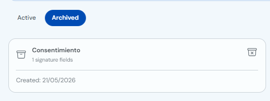 Archived consent card with unarchive option