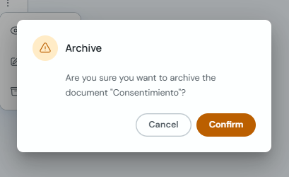 Confirmation modal to archive a consent document