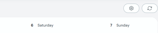 Calendar settings button in the top-right corner