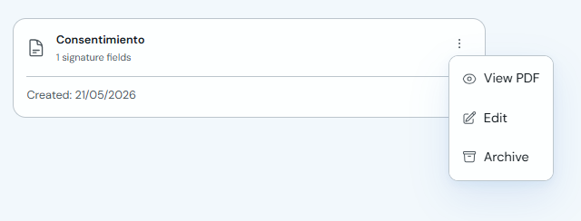Consent document menu with the View PDF option