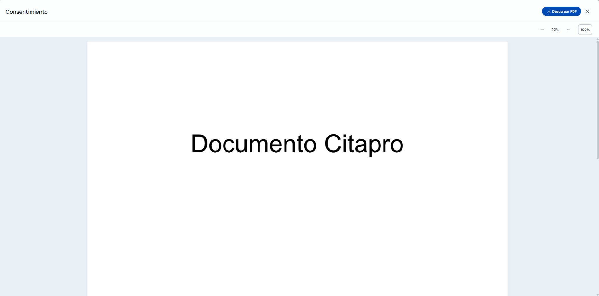 Visor del PDF de un documento de consentimiento