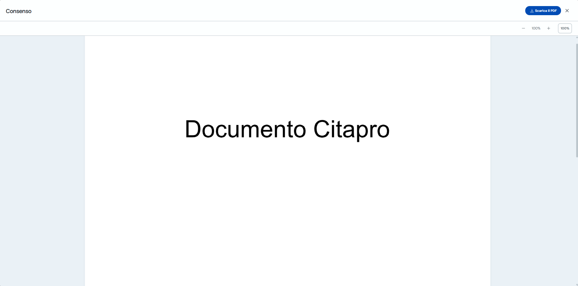 Visualizzatore PDF di un documento di consenso