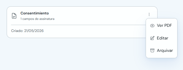 Menu de um consentimento com a opção Ver PDF
