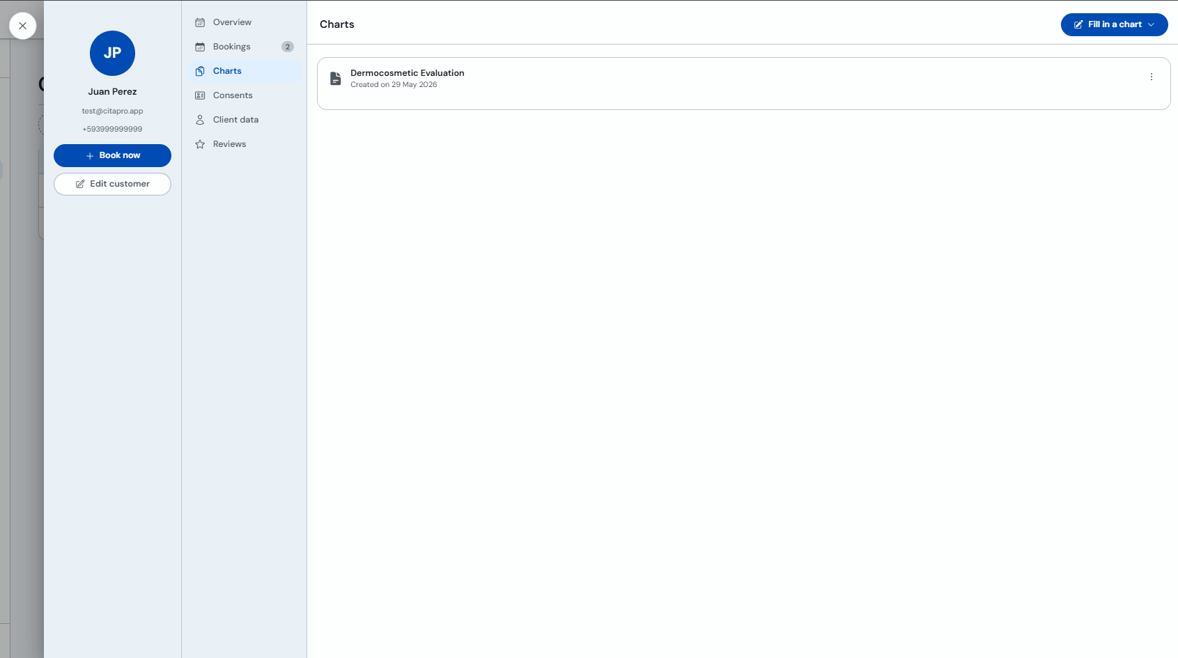 Client Forms tab with saved records