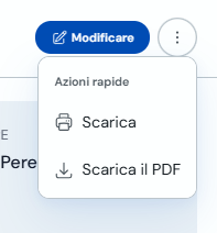 Opzioni per modificare, stampare o scaricare un registro di scheda del cliente