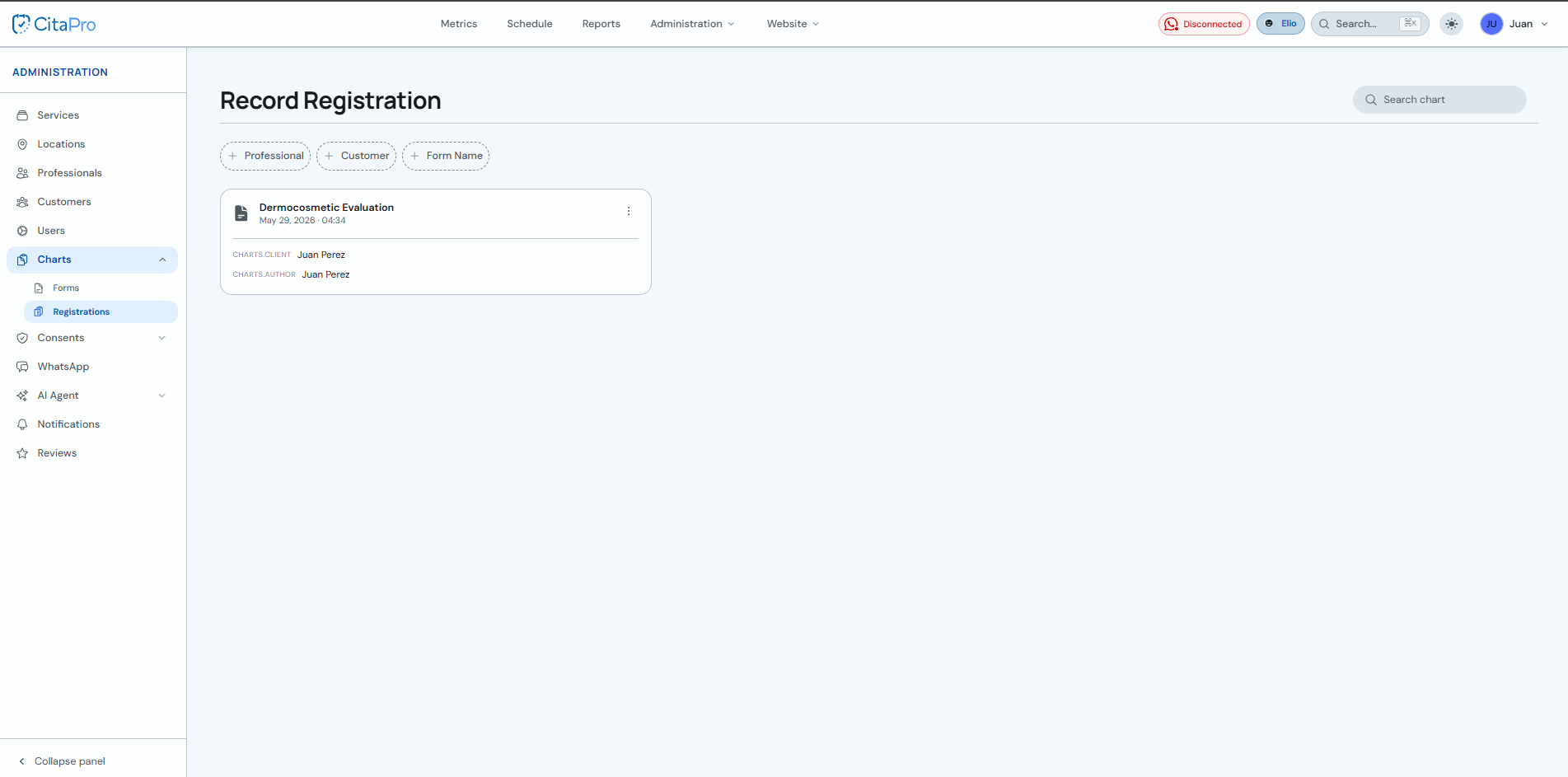 Form Records section in Administration
